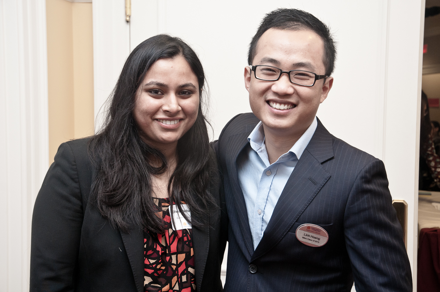 Divya Pazhayannur, President of the Darden South Asia Society, and Linh Hoang, President of the Darden International Business Society, were leaders in the Global Conference planning process and event execution. 