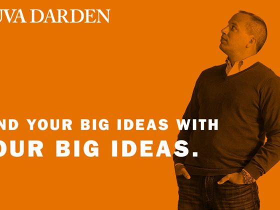An orange poster saying Fund your big ideas with your big ideas