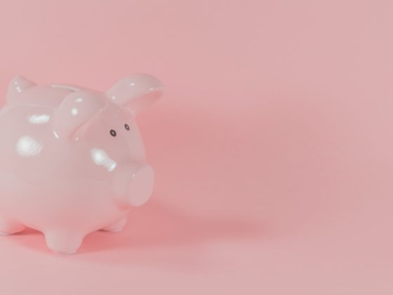 A pink toy pig in a pink background