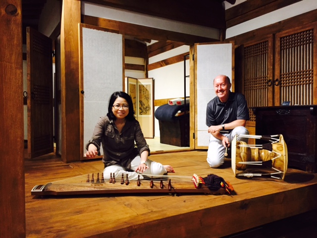 Frank and Veronica Warnock play traditional instruments in Jeonju.