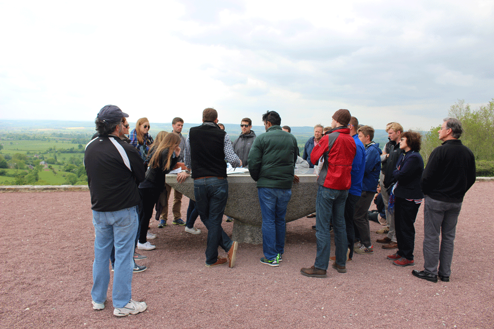Students discuss strategy at Falaise. 