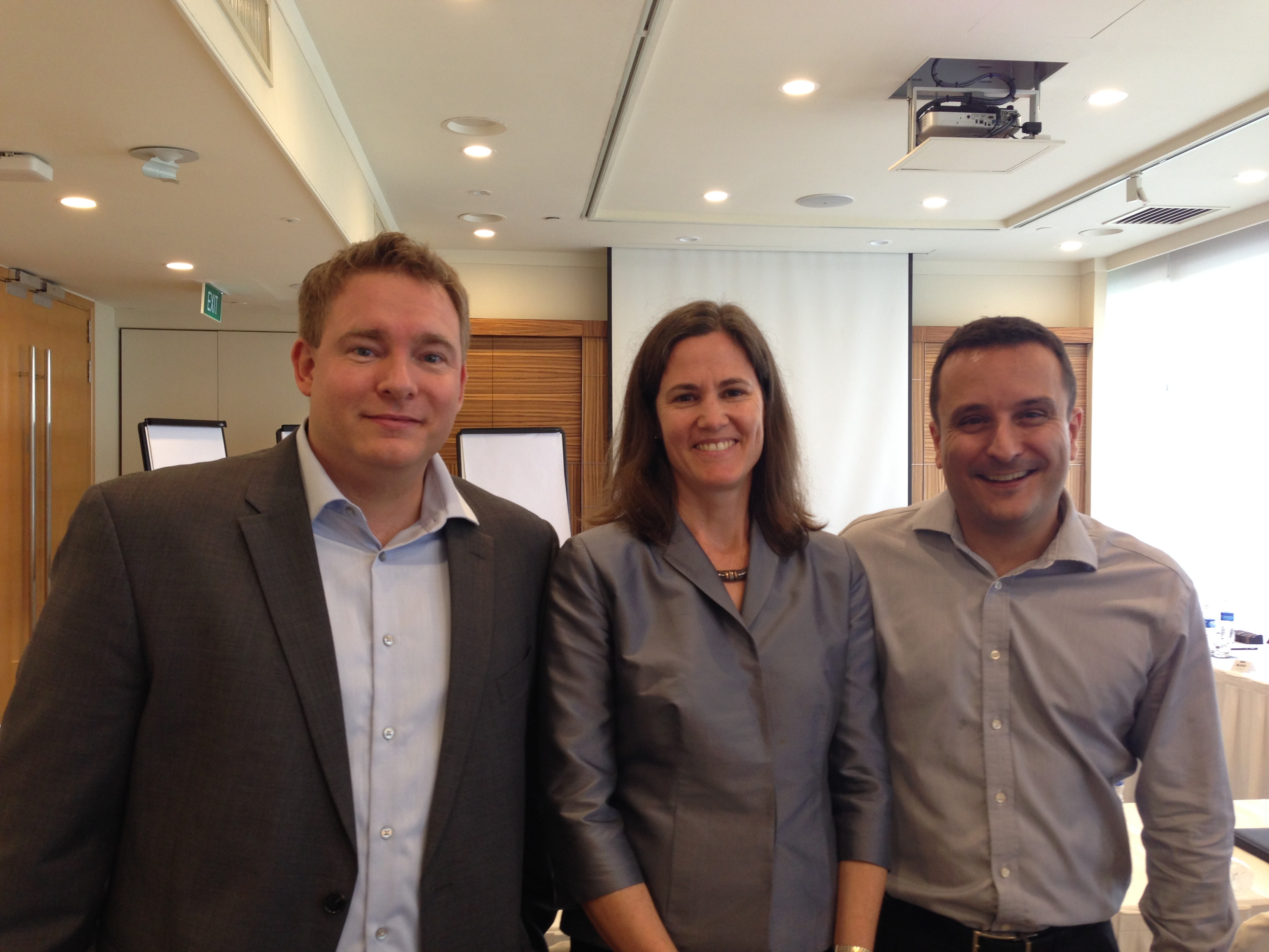 Darden alumni Bob Jordan (D ‘08), Matthew Aujla (D’ 01) and Erika Herz (D ’01) at the Global Innovators’ Roundtable
