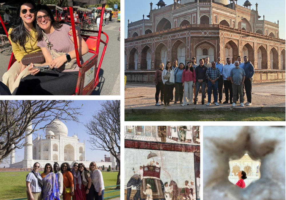 Scenes from India including visiting temples and the Taj Muhal